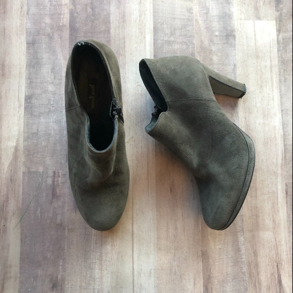 Paul Green Grey Suede Ankle Zipper Boots UK Size 4